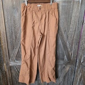 Happily Grey Pants Women's Size Large Brown Baggy High Rise‎ Wide Leg Elastic